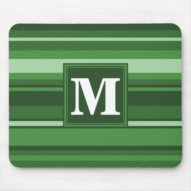 Monogramm grüne Streifen Mousepad (Vorne)