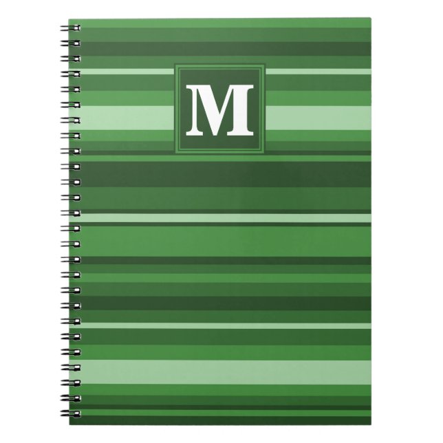 Monogramm grüne Streifen Notizblock (Vorderseite)