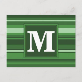 Monogramm grüne Streifen Postkarte
