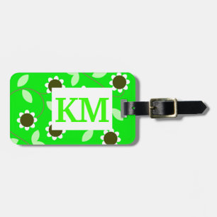 Monogramm grüner Flor Gepäckanhänger