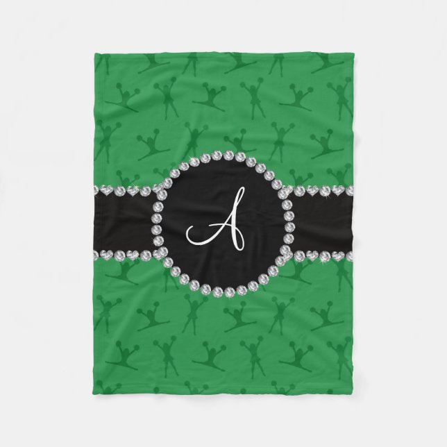 Monogramm grüner schwarzer Kreislauf Fleecedecke (Vorderseite)