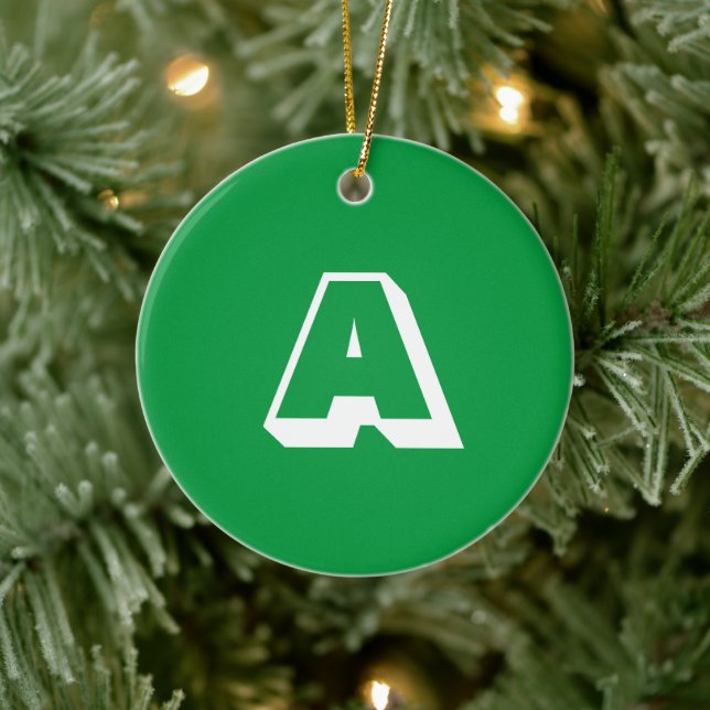 Monogramm grüner weißer Brauch Erstwein Keramik Ornament (Baum)