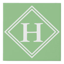 Monogramm Grüner Weißrahmen, Leinwand der ersten I