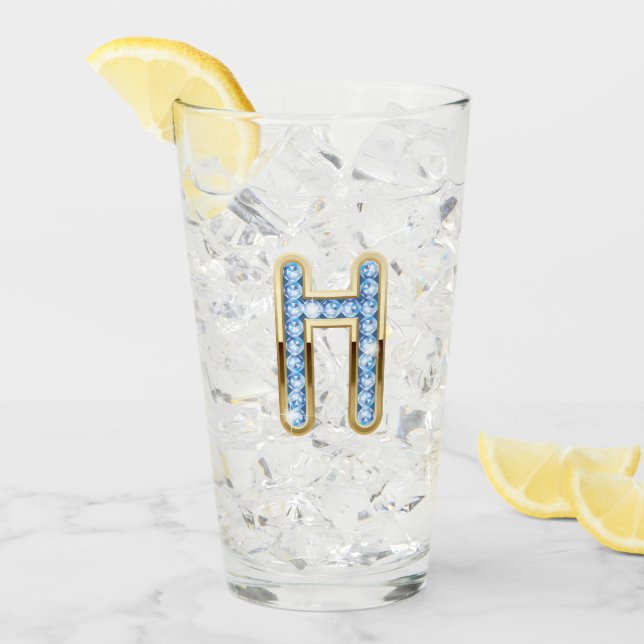 Monogramm H - 16 oz Glas (Vorderseite Ice)