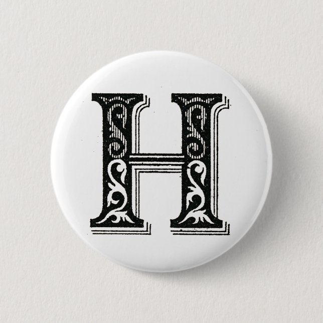 Monogramm H, Buchstabe H, Alphabet H, Initial H Button (Vorderseite)