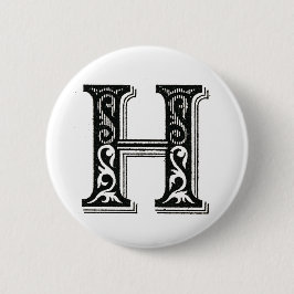 Monogramm H, Buchstabe H, Alphabet H, Initial H Button