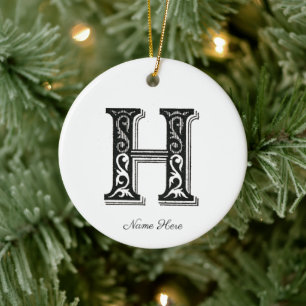 Monogramm H, Buchstabe H, Alphabet H, Initial H Keramik Ornament
