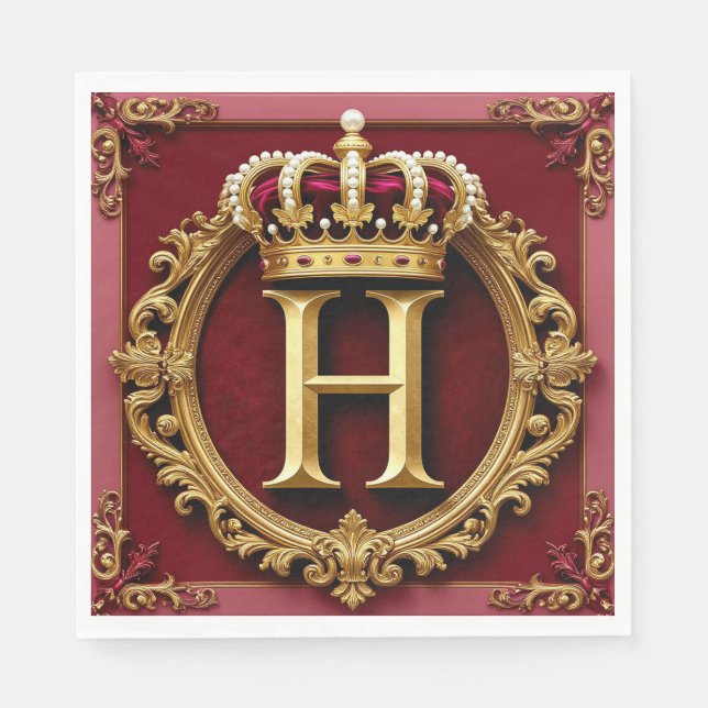 ✨ Monogramm H Design für formelle Veranstaltungsti Serviette (Vorderseite)