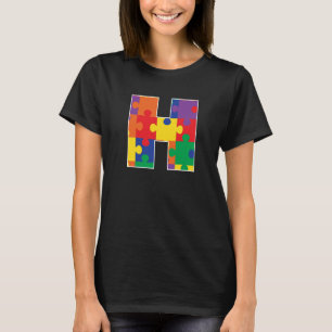 Monogramm H in mehrfarbigen Puzzleteilen T-Shirt