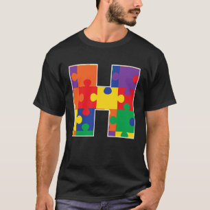 Monogramm H in mehrfarbigen Puzzleteilen T-Shirt