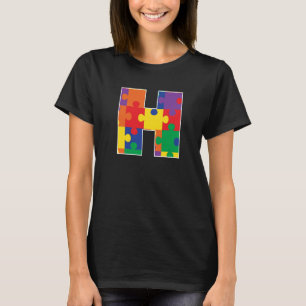 Monogramm H in mehrfarbigen Puzzleteilen T-Shirt