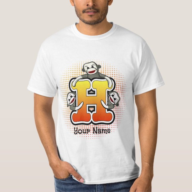 Monogramm H Sock Monkey T-Shirt (Vorderseite)