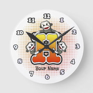 Monogramm H Socken-Affe-Uhr Runde Wanduhr
