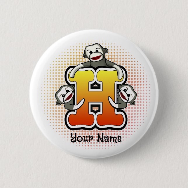 Monogramm H Sockenaffe  Button (Vorderseite)