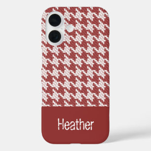 Monogramm-Hahnentrittmuster-Muster braun-weiß iPhone 16 Hülle