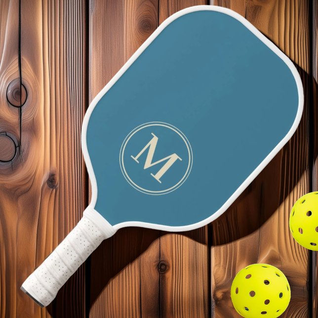 Monogramm Halbjahrsfarbe für Tiefenaqua Pickleball Schläger (Von Creator hochgeladen)