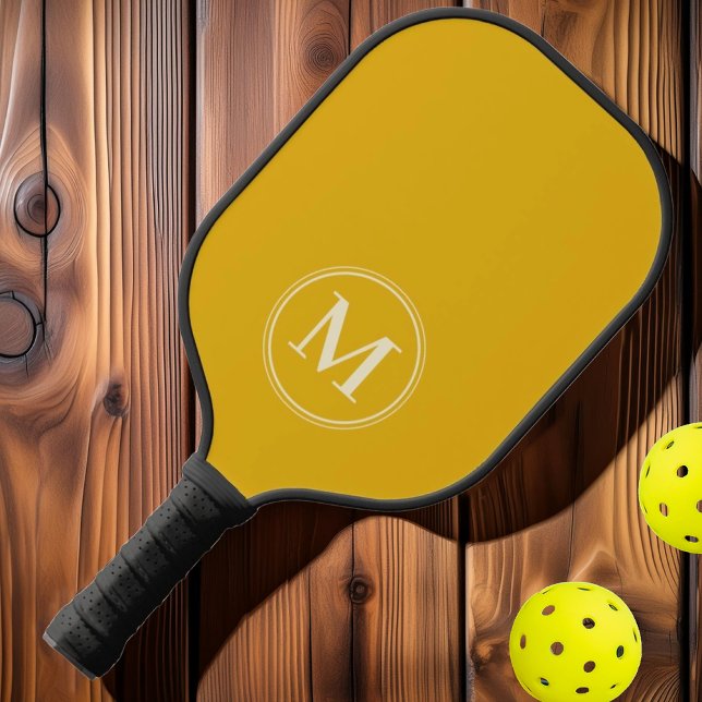 Monogramm Halbjahrsfarbe für warme Sonnenblumen Pickleball Schläger (Von Creator hochgeladen)