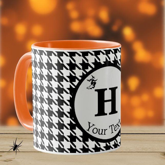 Monogramm Halloween Hahnentrittmuster 11oz Combo-T Tasse (Von Creator hochgeladen)