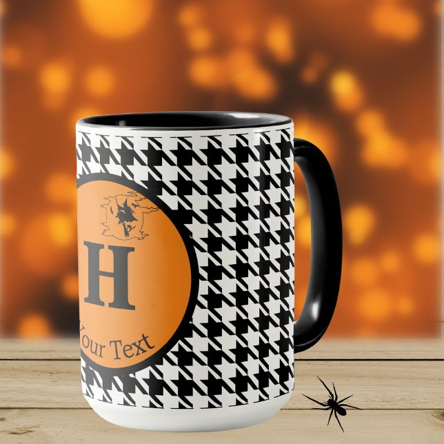 Monogramm, Halloween Hahnentrittmuster 15oz Combo- Tasse (Von Creator hochgeladen)