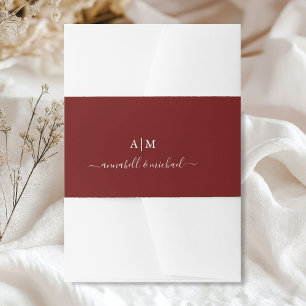 Monogramm, Handschrift, elegant rot Einladungsbanderole