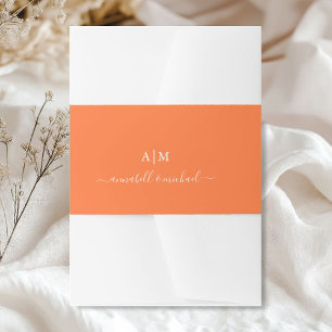 Monogramm, Handschrift, Elegantes Orange Einladungsbanderole