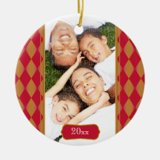 Monogramm-Harlekin: Rot u. Gold Keramik Ornament