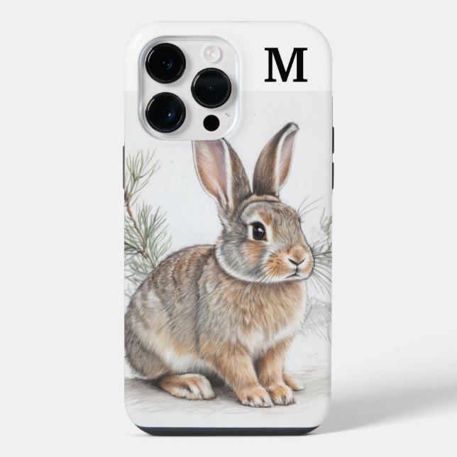 Monogramm-Hase und Kiefer  iPhone Hülle (Rückseite)