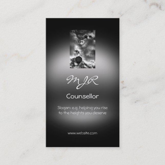 Monogramm, Heißluftballon-Stapel, metallisches Aus Visitenkarte (Vorderseite)