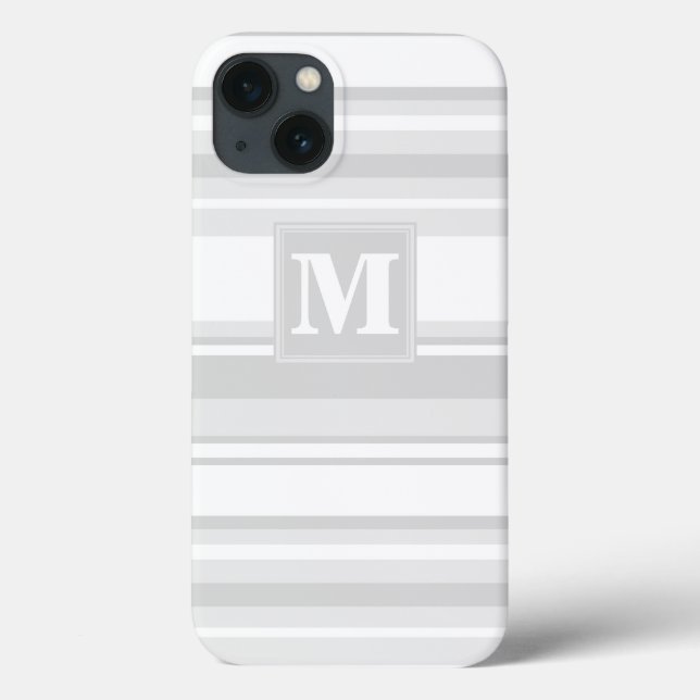 Monogramm hellgraue Streifen Case-Mate iPhone-Hüll iPhone Hülle (Rückseite)