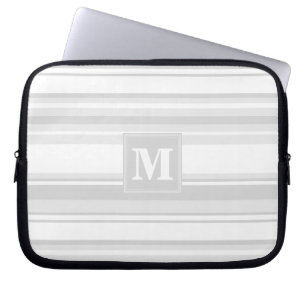 Monogramm hellgraue Streifen Laptopschutzhülle