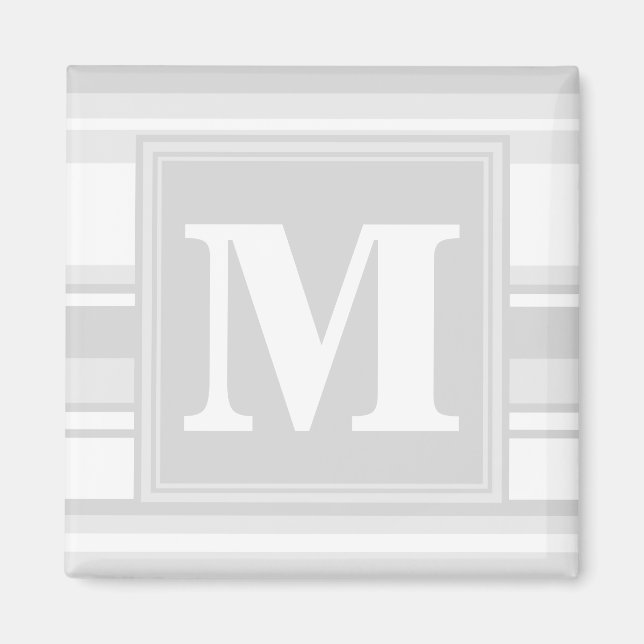 Monogramm hellgraue Streifen Magnet (Vorne)