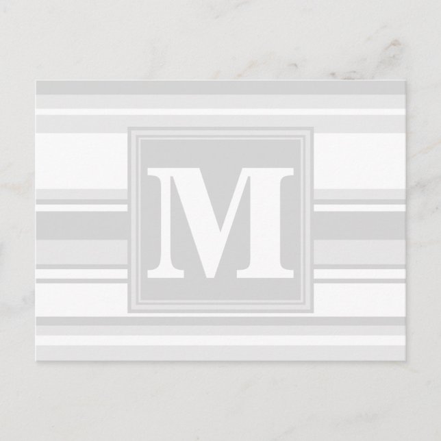Monogramm hellgraue Streifen Postkarte (Vorderseite)