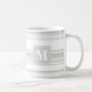 Monogramm hellgraue Streifen Tasse
