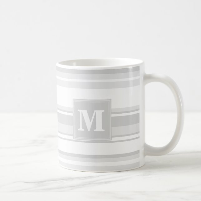 Monogramm hellgraue Streifen Tasse (Rechts)