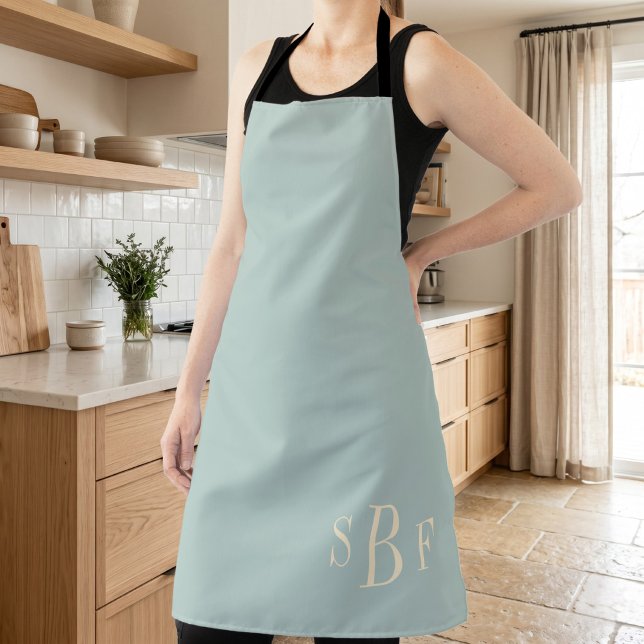 Monogramm Hellgrün Boho Moderne Küche Geschenk Schürze (Monogram Sage Green Boho Modern Kitchen Gift Apron)