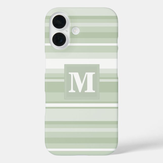 Monogramm hellgrüne Streifen Case-Mate iPhone Hülle (Rückseite)
