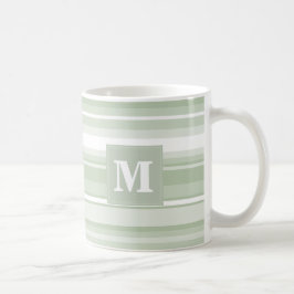 Monogramm hellgrüne Streifen Tasse