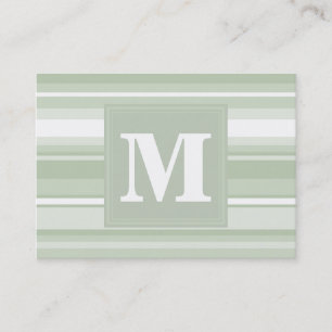 Monogramm hellgrüne Streifen Visitenkarte