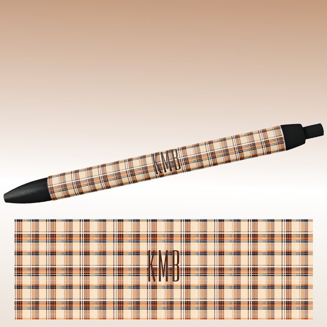 Monogramm | Herbst-Herbst Kariertes Muster Tinte Kugelschreiber (Von Creator hochgeladen)