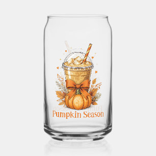 Monogramm Herbst Herbst-Pumpkin-Eiskaffee-Latte Dosenglas