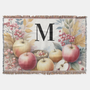 Monogramm Herbstäpfel in Pastellfarben Aquarell Decke