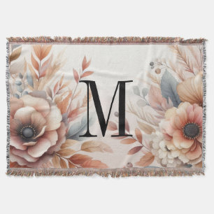 Monogramm Herbstblätter und Blumen Aquarell  Decke