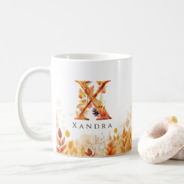 Monogramm-Herbstlaub Letter X Kaffeetasse