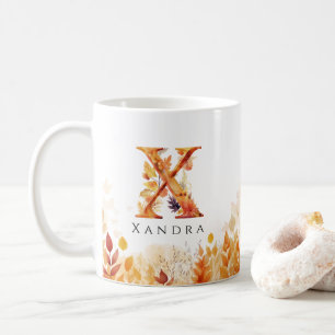 Monogramm-Herbstlaub Letter X Kaffeetasse