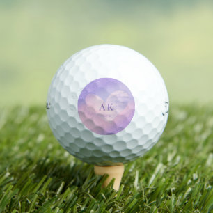 Monogramm Herz mit Lila Rosa Verlauf Golfball