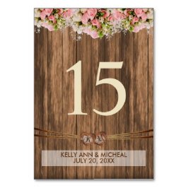 Monogramm Herz mit rosa Rosen Tischnummer