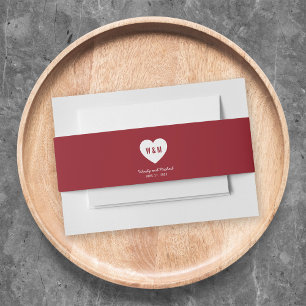 Monogramm Herz Moderne Hochzeit Benutzerdefinierte Einladungsbanderole