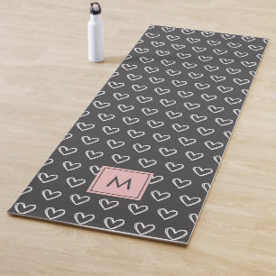 Monogramm Herz Muster Rosa  Yogamatte