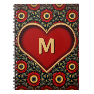 Monogramm-Herz-Notizbuch mit individuellem Anfangs Notizblock
