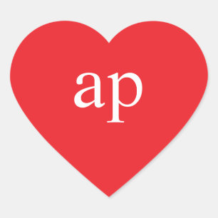 MONOGRAMM HERZ-STICKER   Initiales rotes Herzlabel Herz-Aufkleber